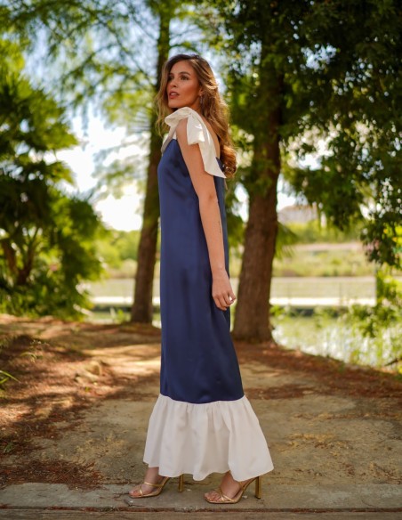 Vestido midi azul marino para mama de comunion