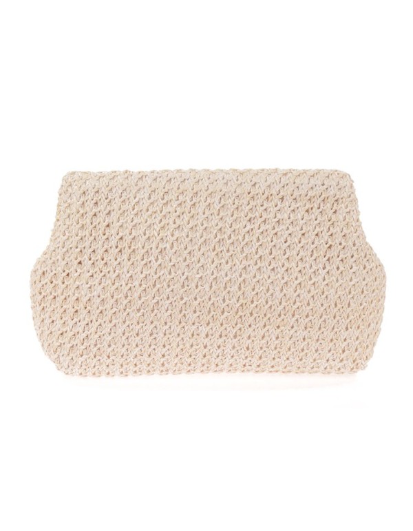 Raffia bag with magnet closure and long chain