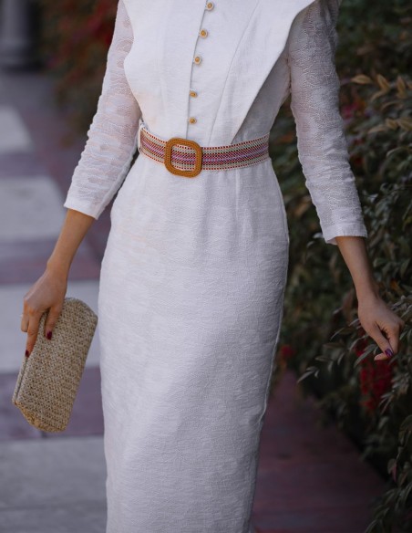 Bolso de rafia con cierre imán y cadena larga para mama comunion