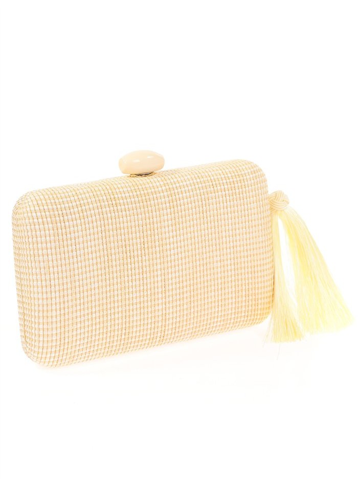 Handcrafted raffia party bag with tassel