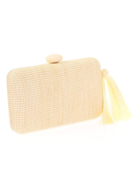 Handcrafted raffia party bag with tassel