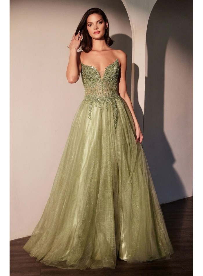 Robe de soirée longue avec corsage sans...
