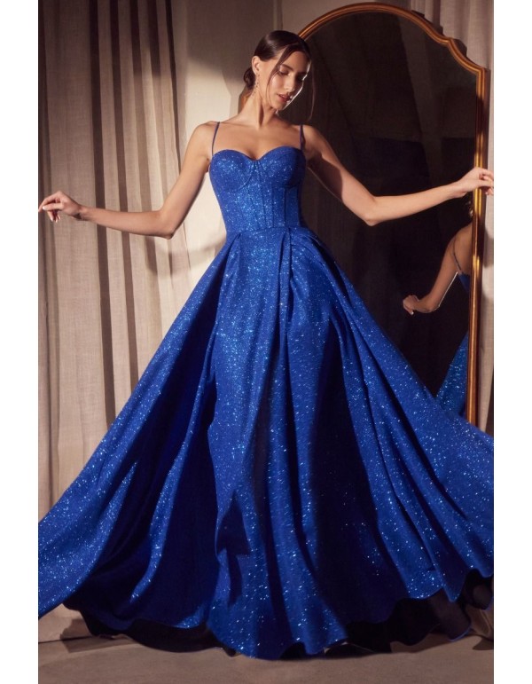 Robe de soirée en tissu brillant avec corsage et jupe...
