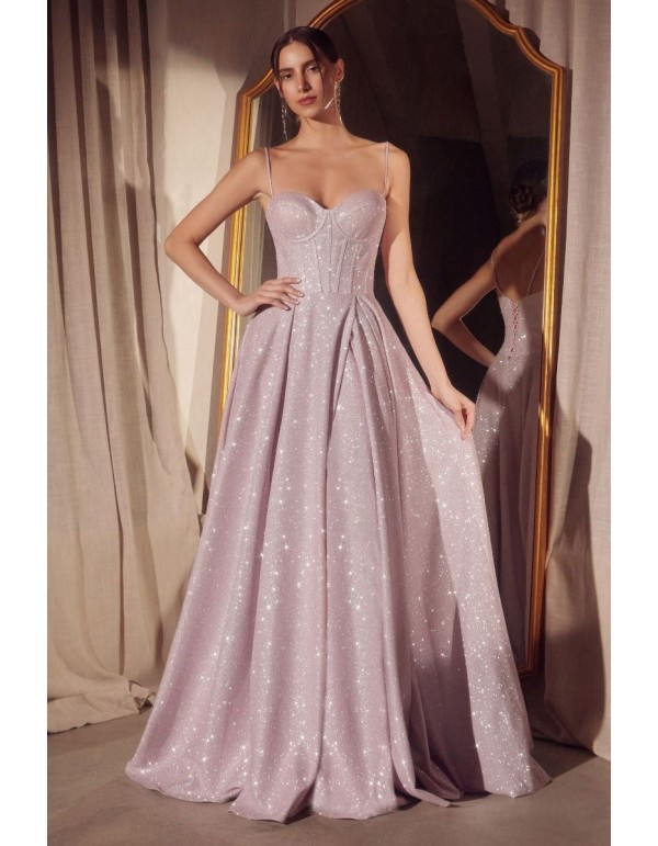 Robe de soirée en tissu brillant avec corsage et jupe...