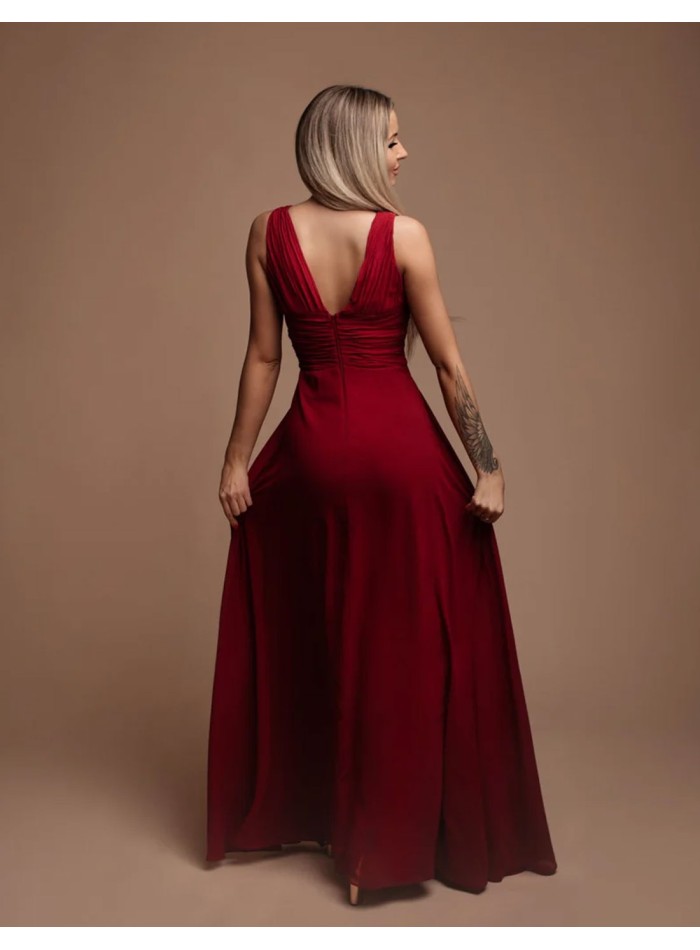 Robe de soirée longue avec décolleté en V à...