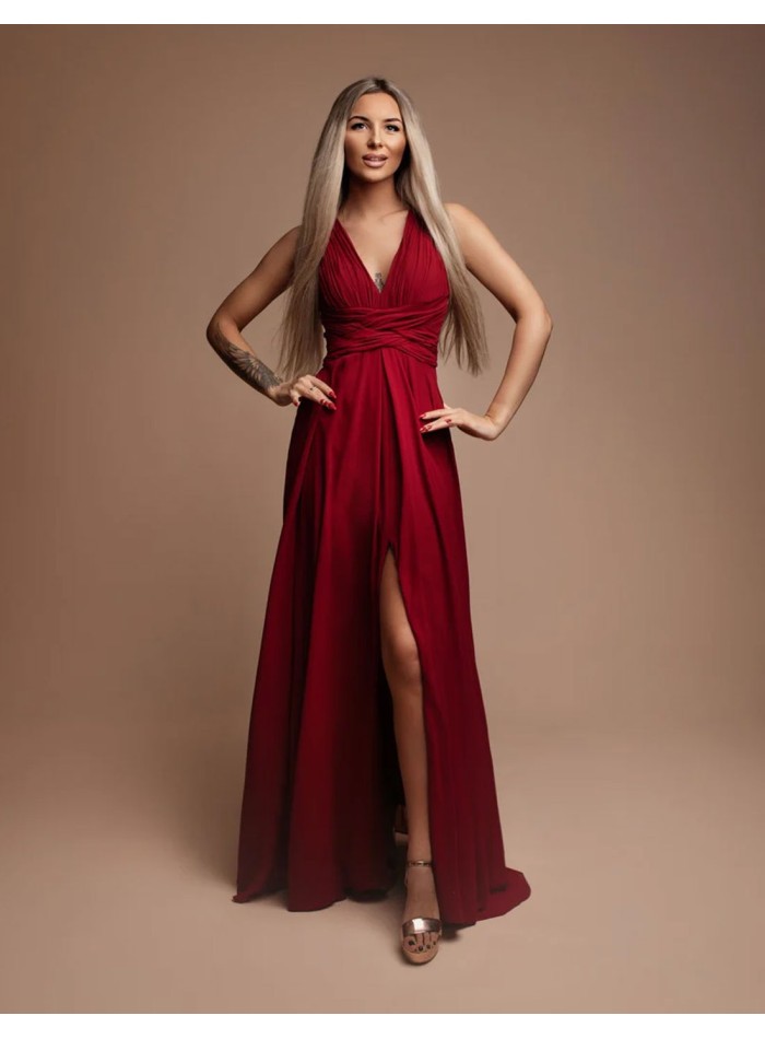 Robe de soirée longue avec décolleté en V à...