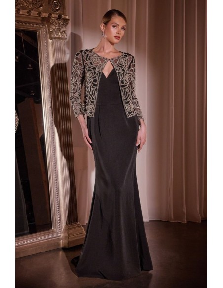 Long gown with embroidered jacket