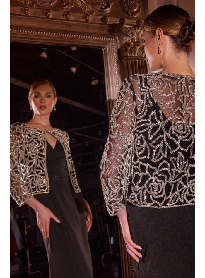 Long gown with embroidered jacket