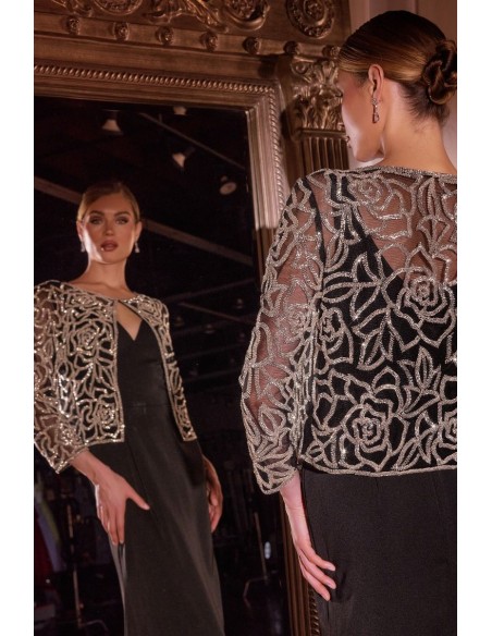 Long gown with embroidered jacket