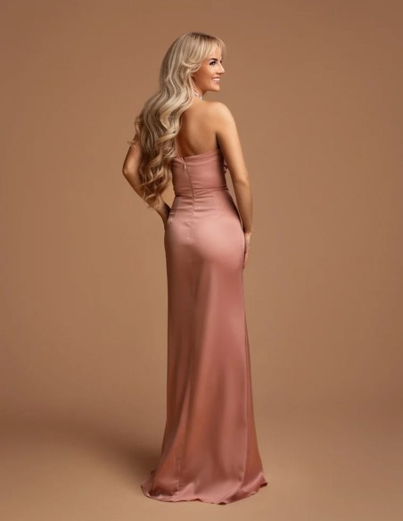 Long gown with halter halter neckline with rhinestones