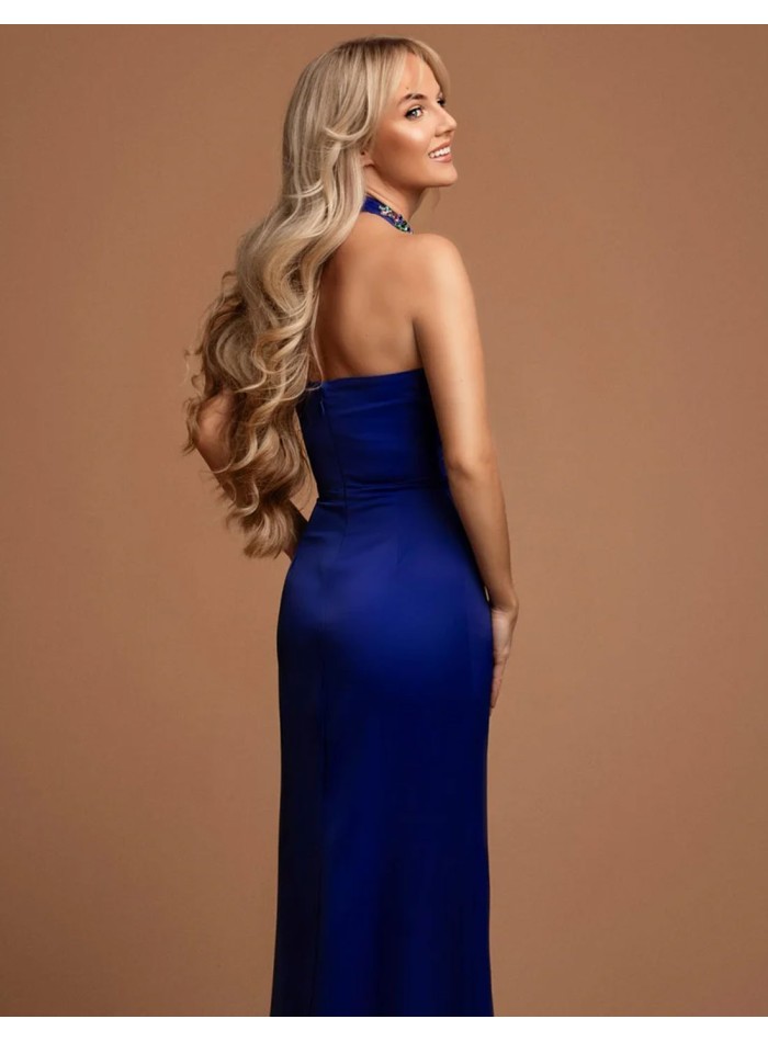 Long gown with halter halter neckline with...