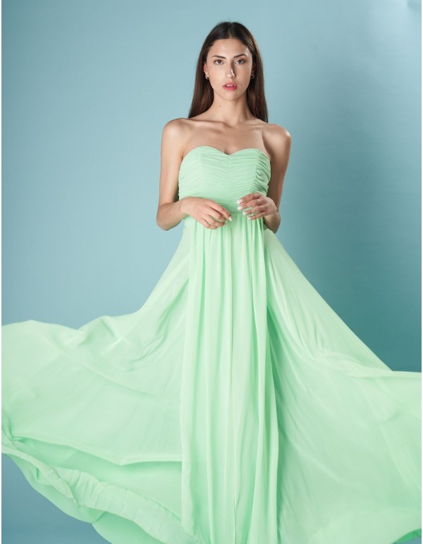 Long party dress with multi-position neckline and flowing... 2