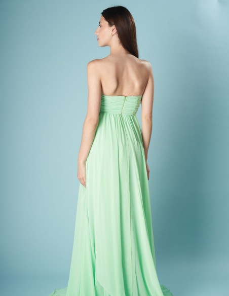 Vestido de fiesta largo con escote multiposición y tejido fluído