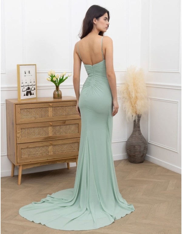Long  gown with draped bodice and thin straps 2