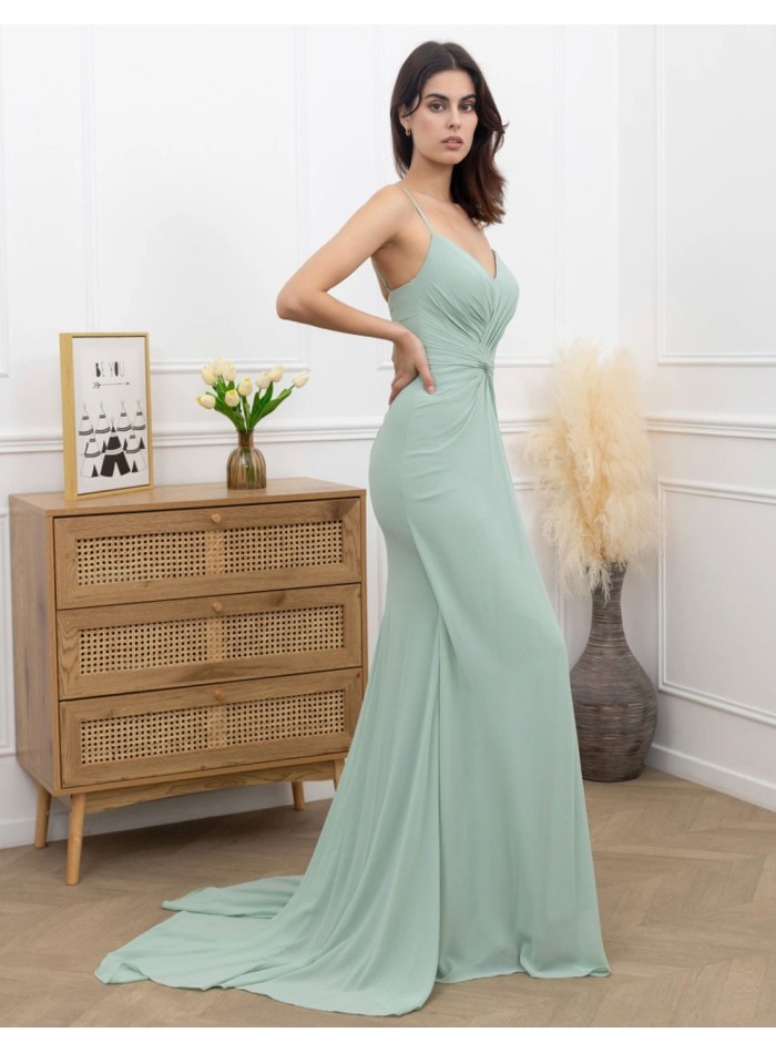 Robe d'invité longue avec corsage drapé et...