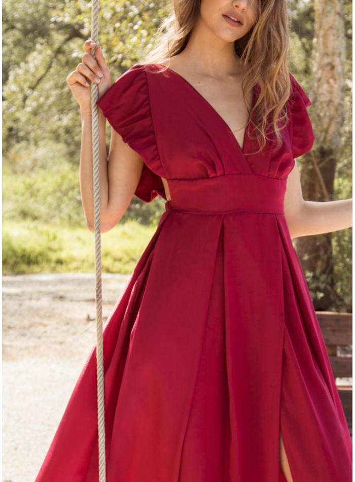 Cherry cherry long dress with ruffles and...