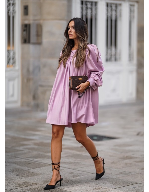Short lilac dress with wide cut 2
