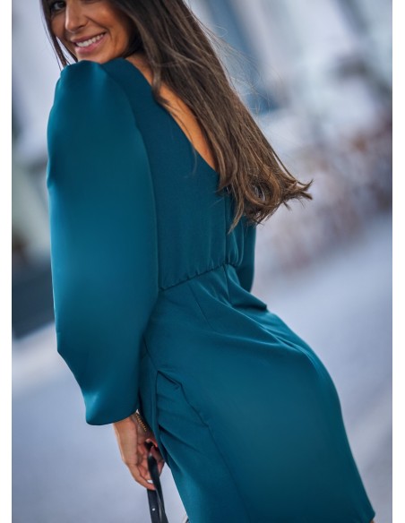 Robe courte verte à manches longues