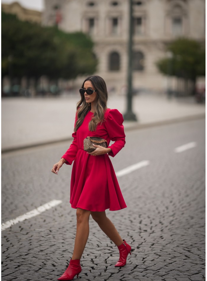 Short red dress with open back
