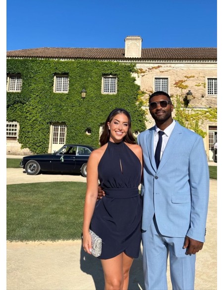 Robe courte bleu marine avec dos ouvert