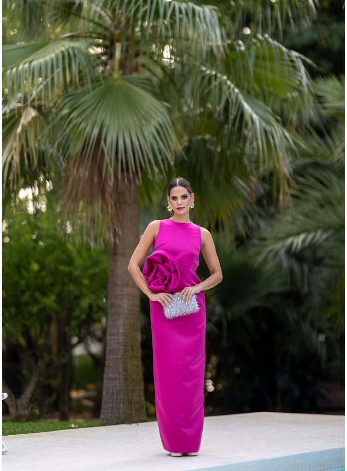 Vestido de invitada estructurado buganvilla