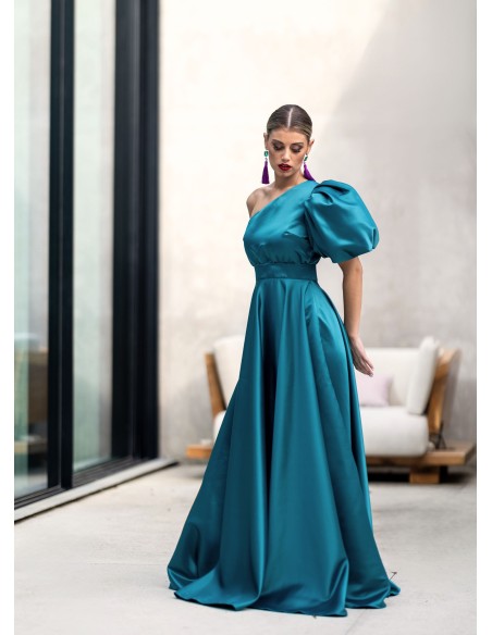 Vestido de invitada estructurado turquesa