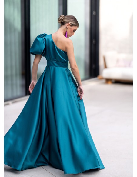 Vestido de invitada estructurado turquesa