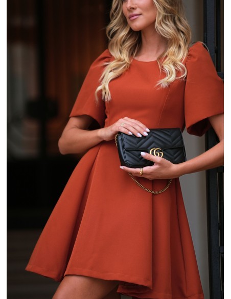 Vestido corto terracota fruncido