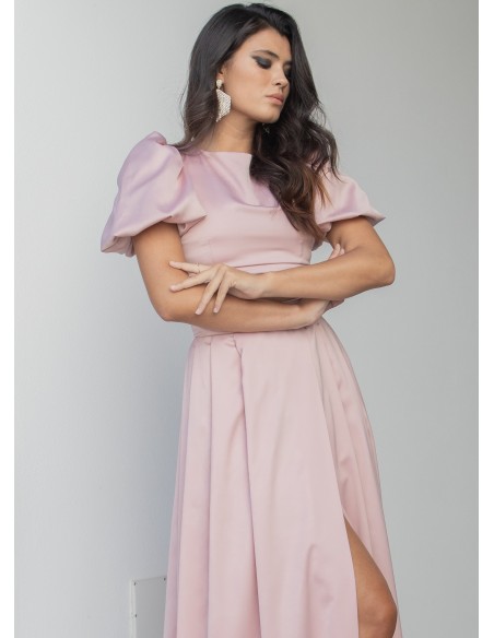 Pink long skirt with lining and invisible zipper