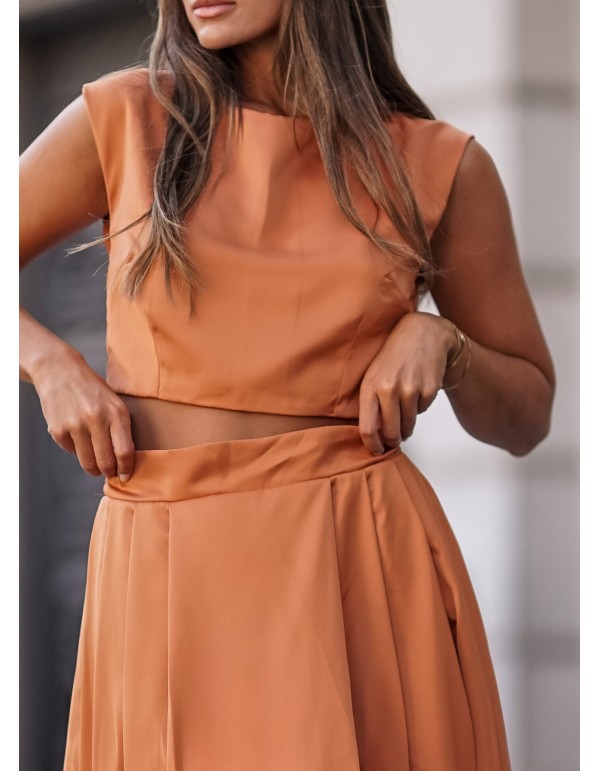 Jupe longue doublée Terracotta avec fermeture éclair... 2