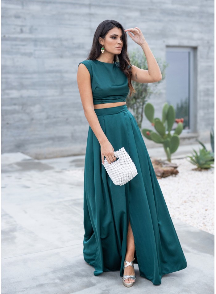 Green crop sleeveless top