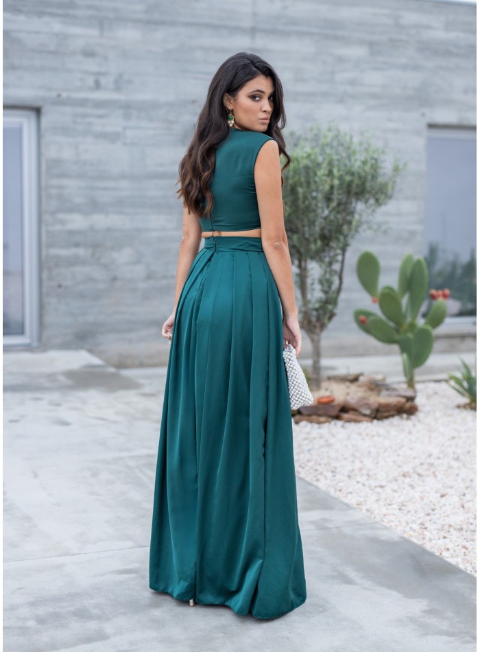 Top verde crop sin mangas para ocasiones especiales