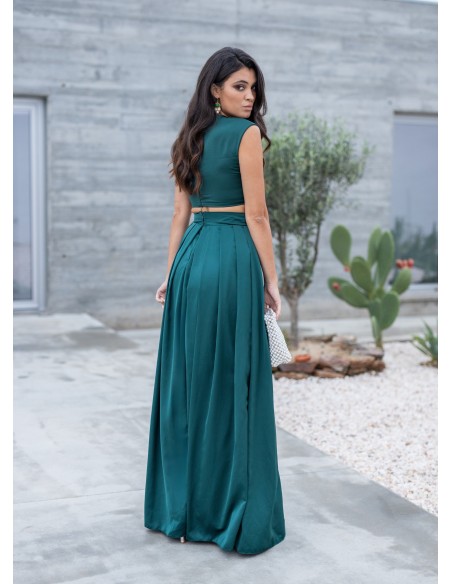 Top verde crop sin mangas para ocasiones especiales