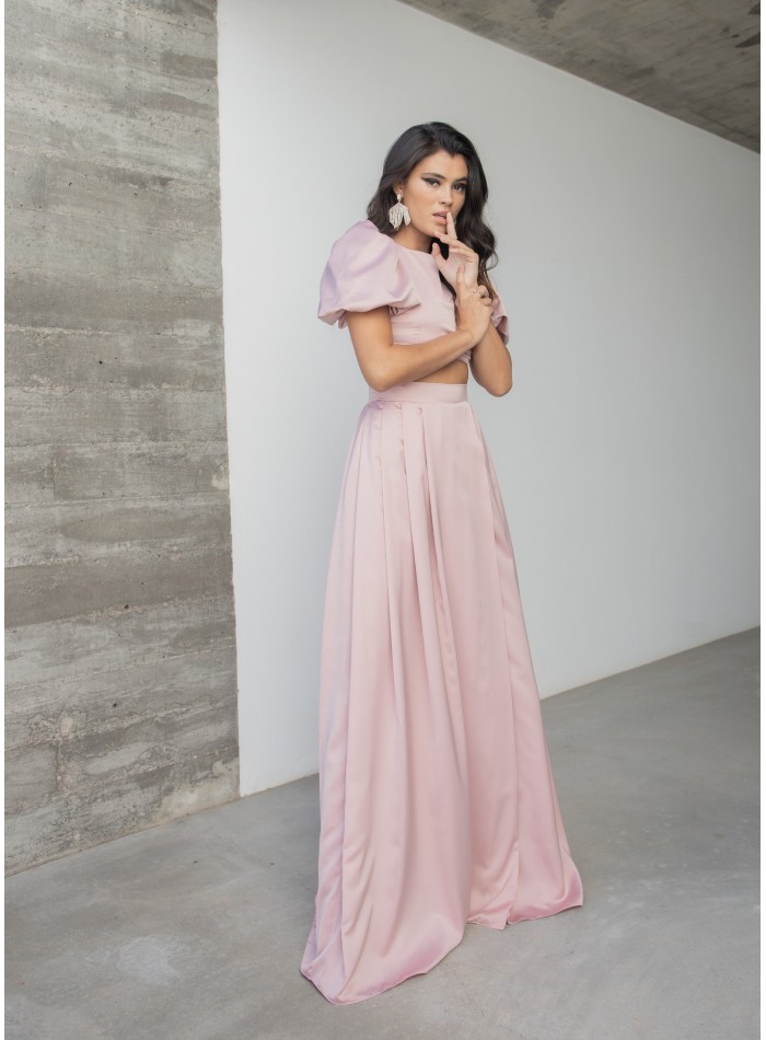 Crop top with round neckline and invisible closure