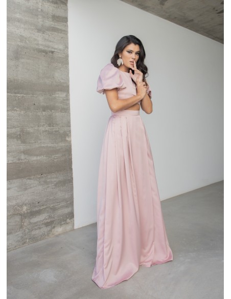 Crop top with round neckline and invisible closure