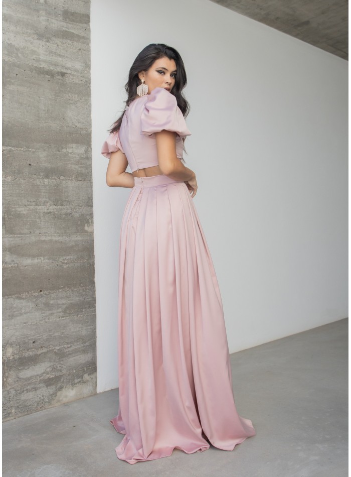 Crop top with round neckline and invisible closure