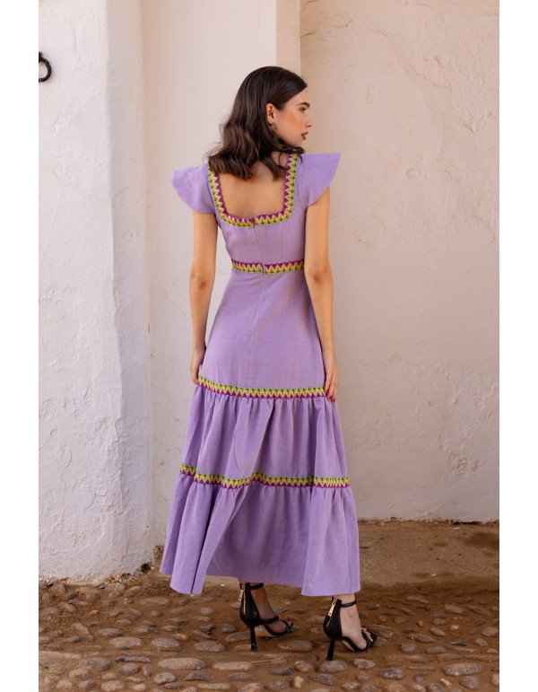 Vestido para invitada con falda de volantes y escote... 2