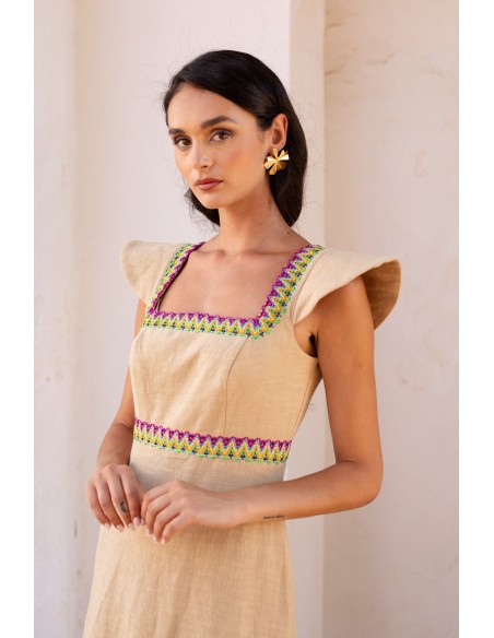 Vestido invitada boda camel GINEVRA