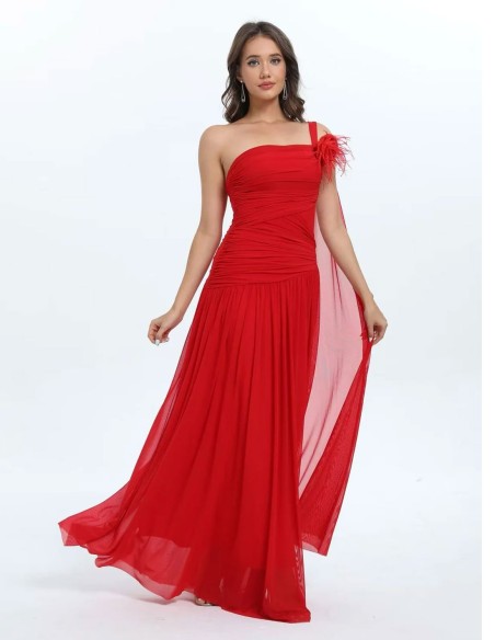 Long gown with draped bodice and cape sleeves