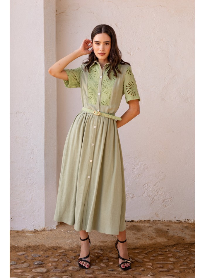 vestido midi manga corta