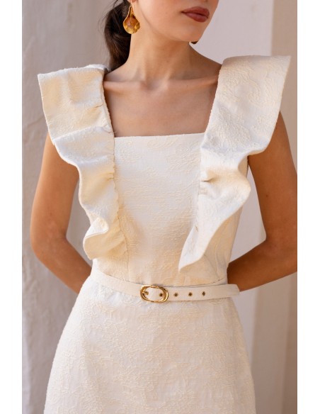 Robe midi blanche à imprimé floral pour les invités