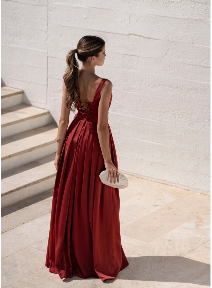 Terracotta long skirt with pockets and...