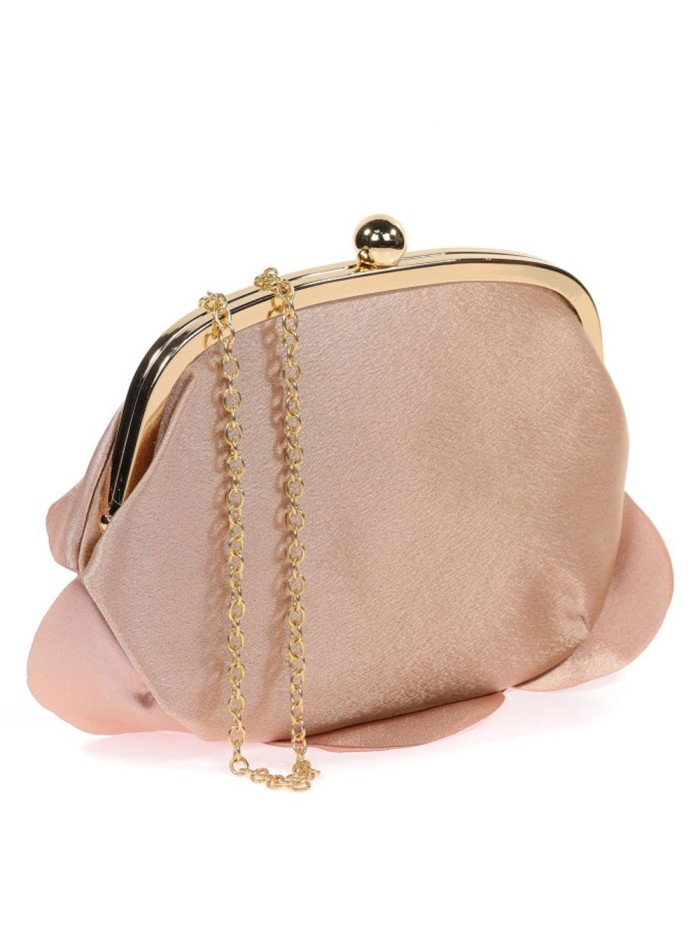 Satin clutch bag with flower