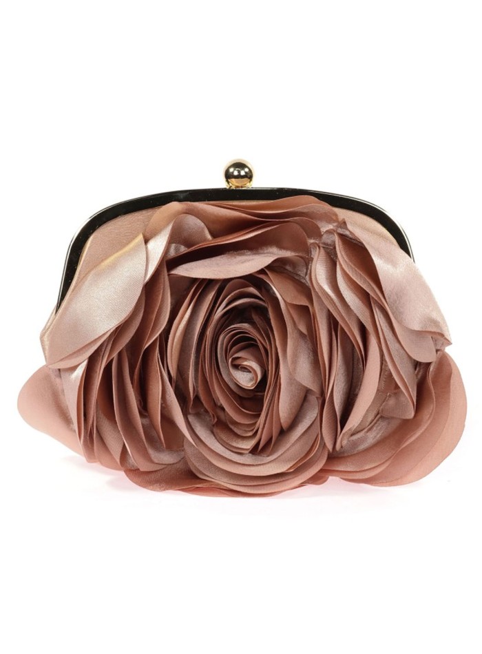 Satin clutch bag with flower