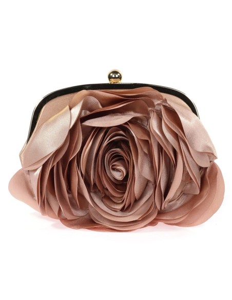 Satin clutch bag with flower