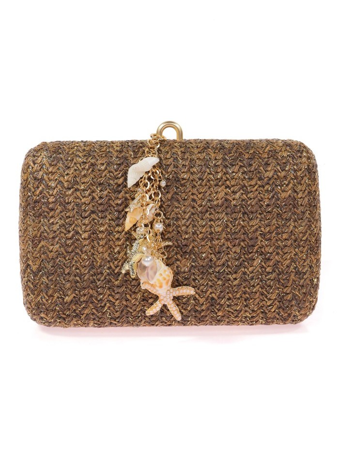 Sac de fête en raphia avec petits coquillages...