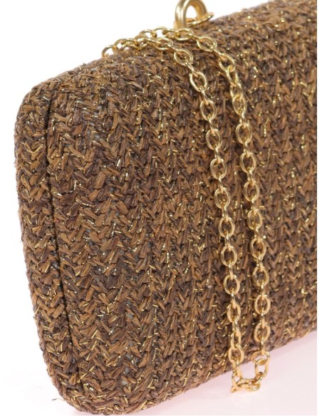 Raffia clutch bag with small shells and conch shells