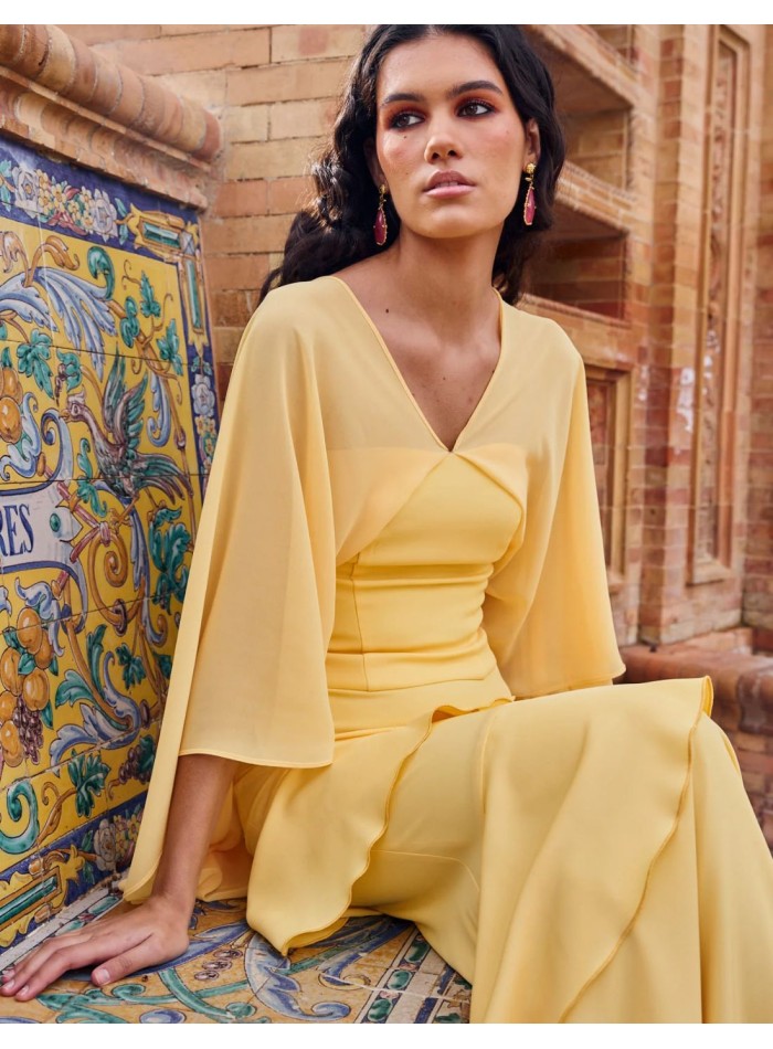 Top escote palabra de honor con fular de gasa multiposición para invitada