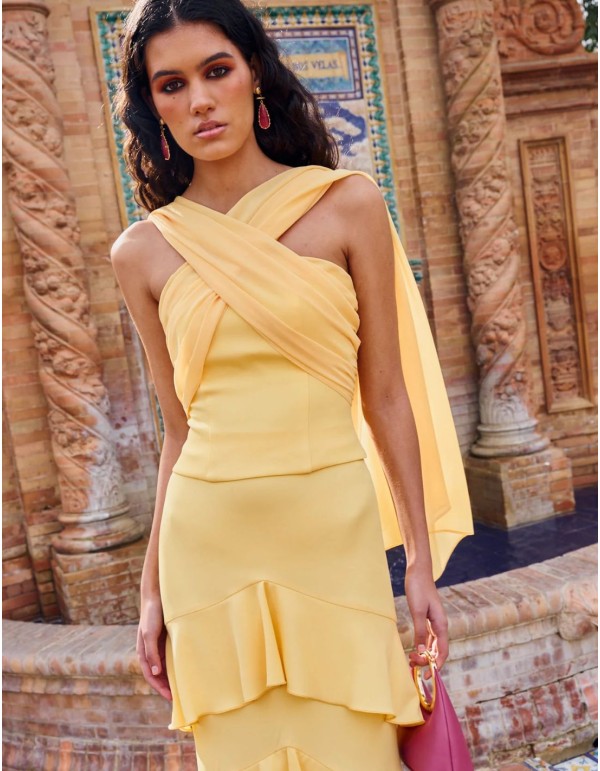 Top escote palabra de honor con fular de gasa multiposición