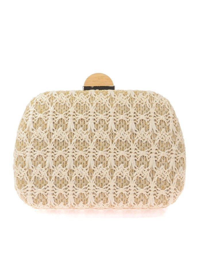 Contrast raffia clutch bag